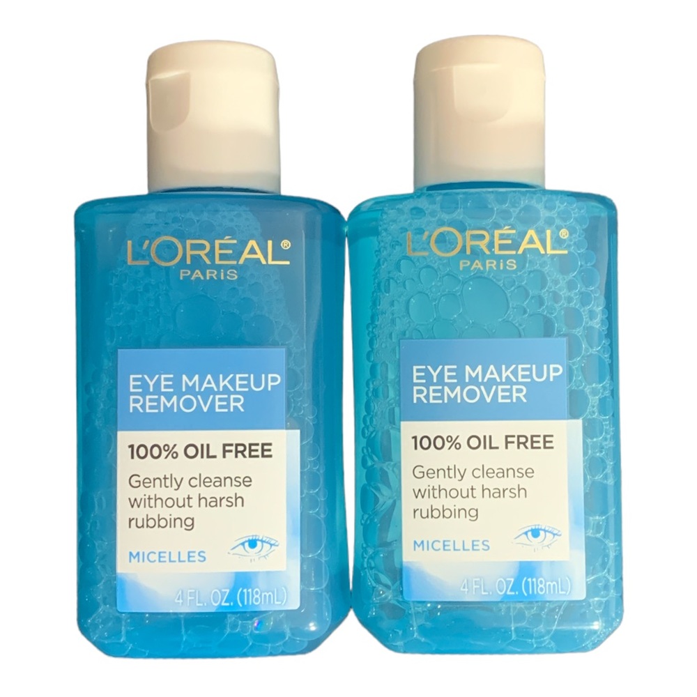 2 L'Oreal Paris Eye Makeup Remover 100% Oil Free 4 fl oz NEW